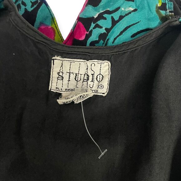 Atlast Studio Vest Women's Medium Multicolor Floral Print Boho Beaded Lace VTG - Picture 2 of 10